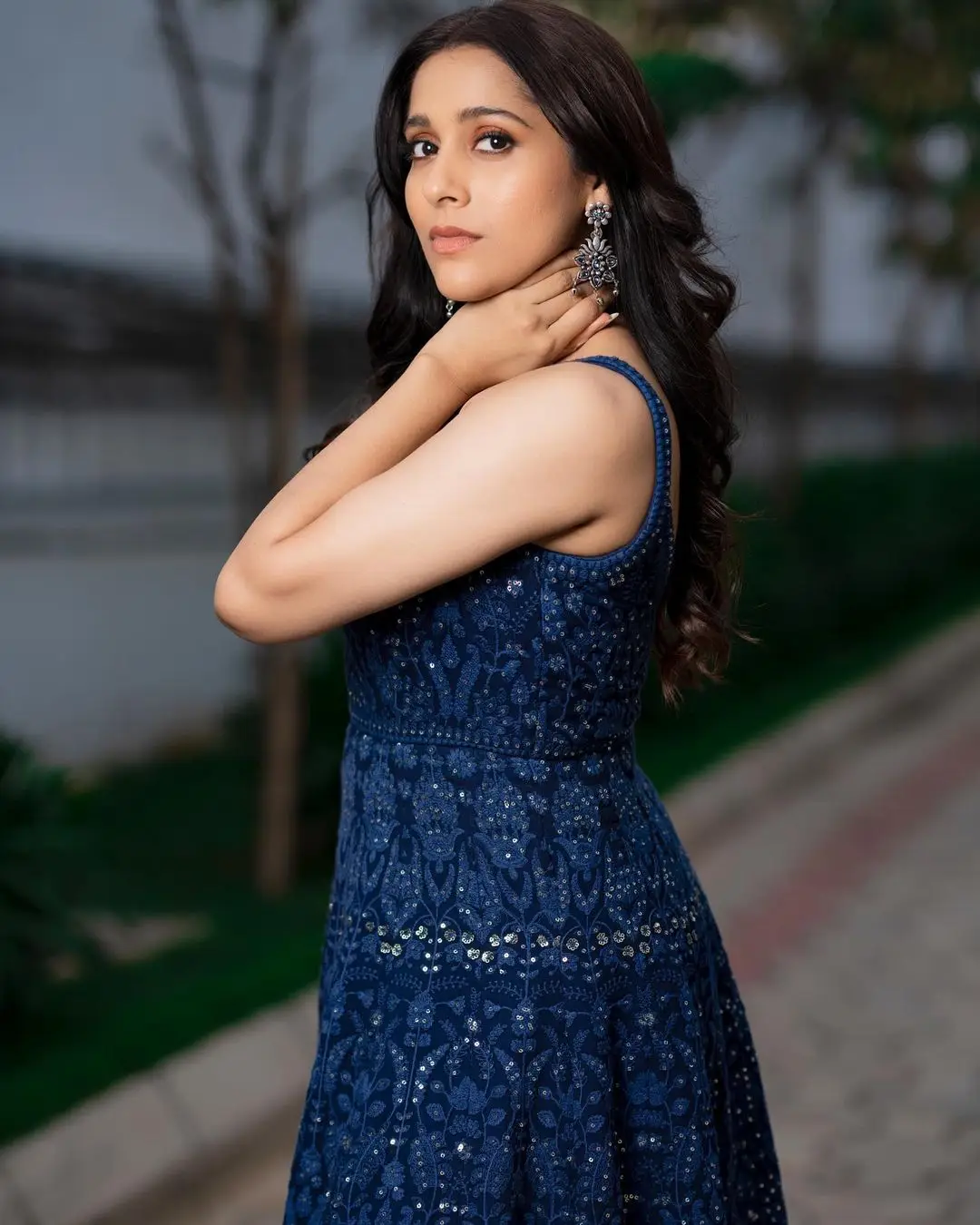 Rashmi Gautam In Sleeveless Blue Gown